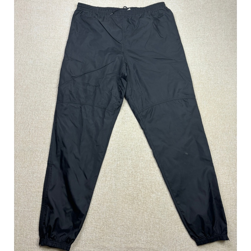 Vintage Nike Windbreaker Track Pants Mens XL Black Ankle Zip Nylon Joggers Sport